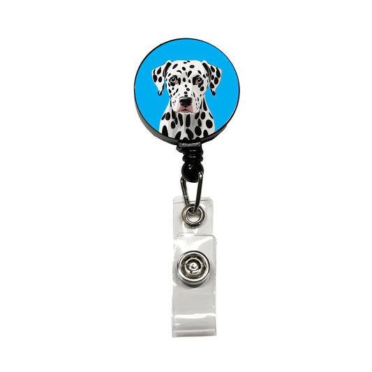 Dalmatian Dog Head Staring Retractable ID Key Card Name Tag Badge Holder with Clip