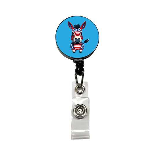 Democrat Donkey Patriotic Liberal Vote Cute Retractable ID Key Card Name Tag Badge Holder with Clip