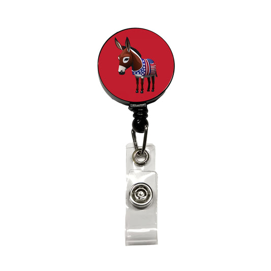 Democrat Donkey Patriotic Liberal Vote Retractable ID Key Card Name Tag Badge Holder with Clip