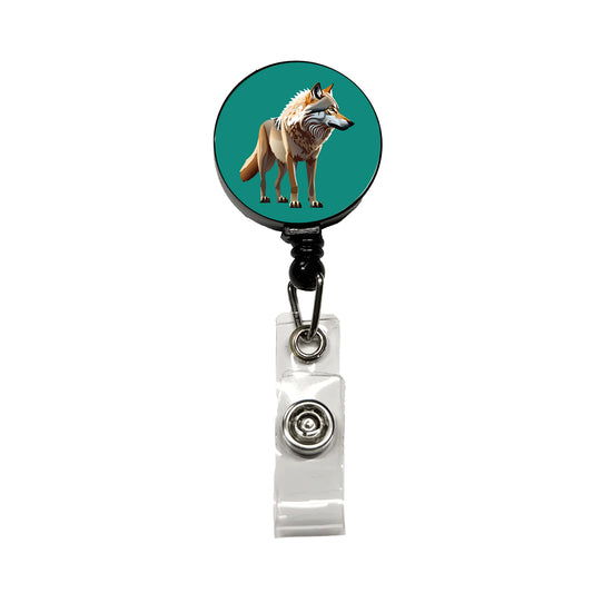 Dire Wolf Standing Retractable ID Key Card Name Tag Badge Holder with Clip