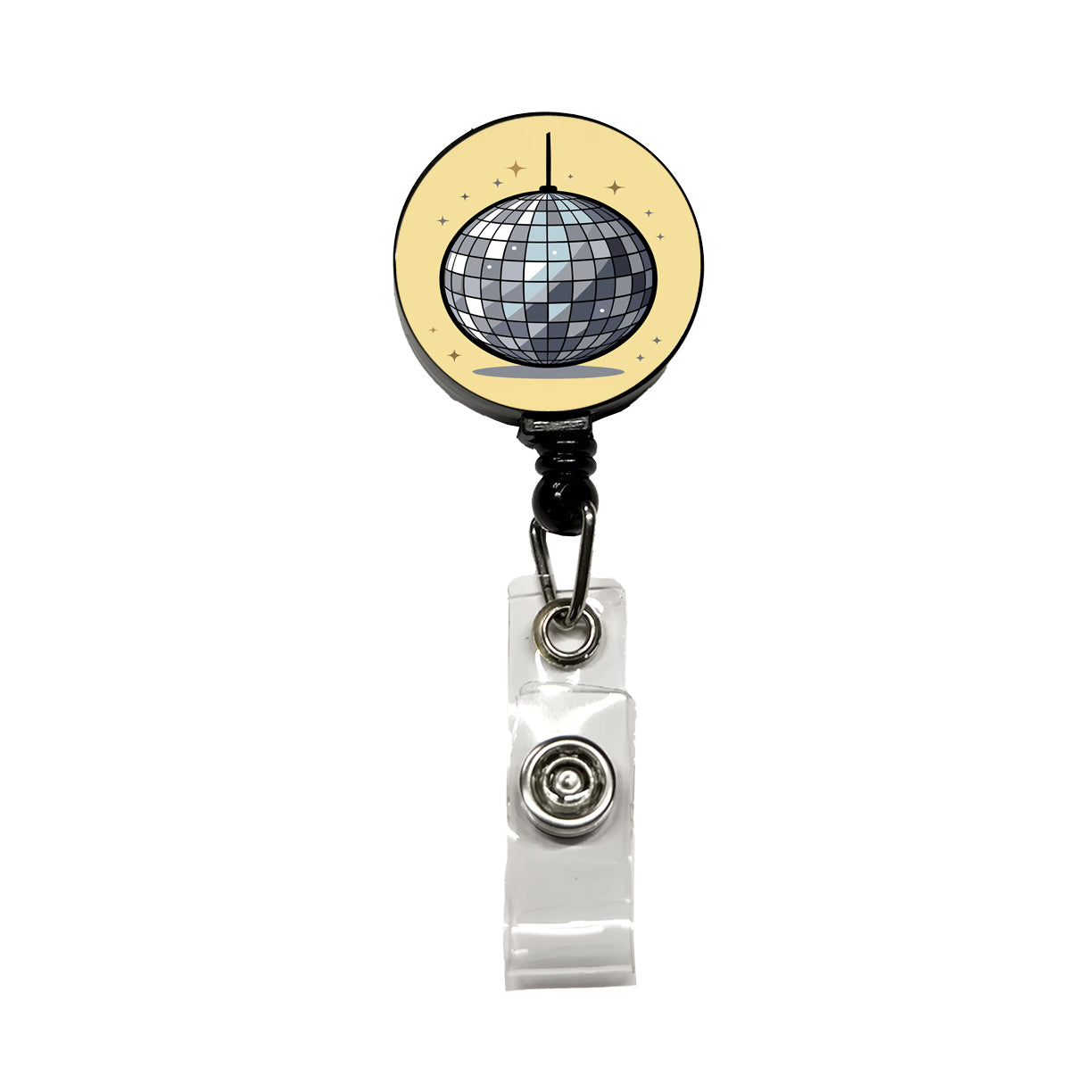 Disco Ball Retractable ID Key Card Name Tag Badge Holder with Clip