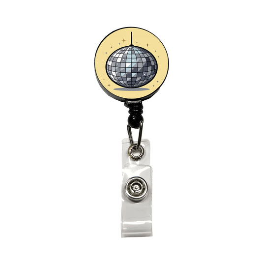 Disco Ball Retractable ID Key Card Name Tag Badge Holder with Clip