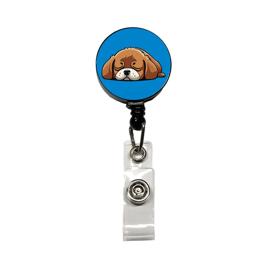 Dog Puppy Napping Sleeping Cute Retractable ID Key Card Name Tag Badge Holder with Clip