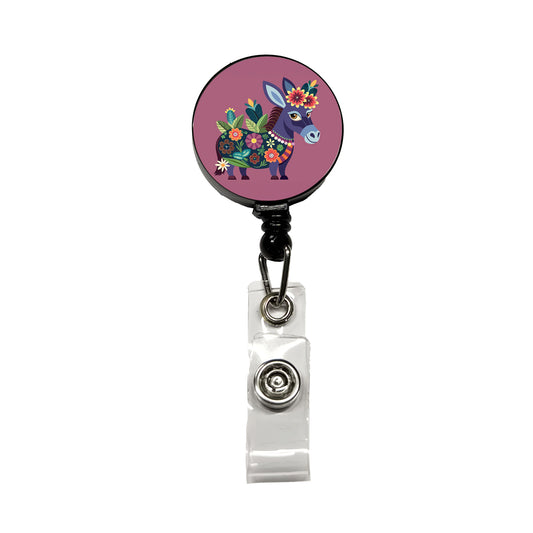 Donkey Floral Flowers Retractable ID Key Card Name Tag Badge Holder with Clip