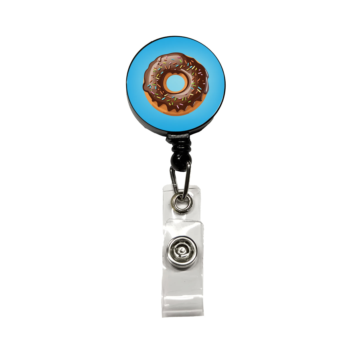 Donut Chocolate Sprinkles Retractable ID Key Card Name Tag Badge Holder with Clip