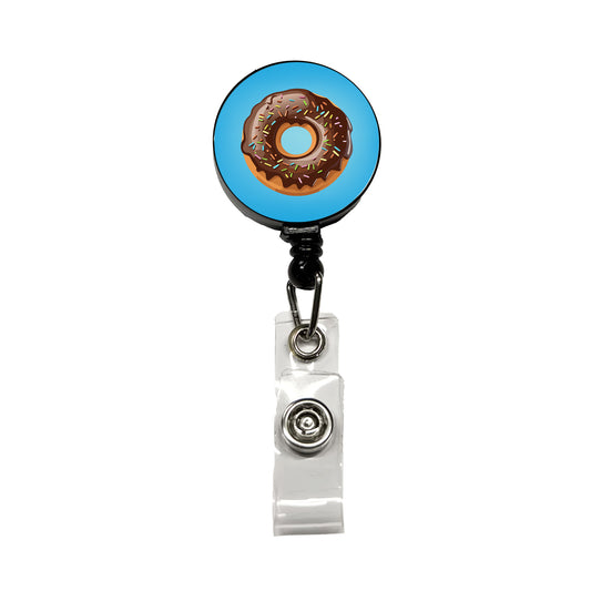 Donut Chocolate Sprinkles Retractable ID Key Card Name Tag Badge Holder with Clip