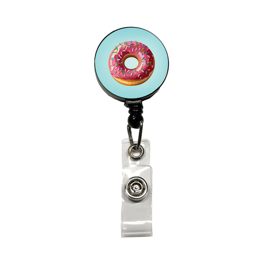 Donut Pink Sprinkles Retractable ID Key Card Name Tag Badge Holder with Clip