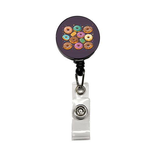 Donuts Scattered Retractable ID Key Card Name Tag Badge Holder with Clip