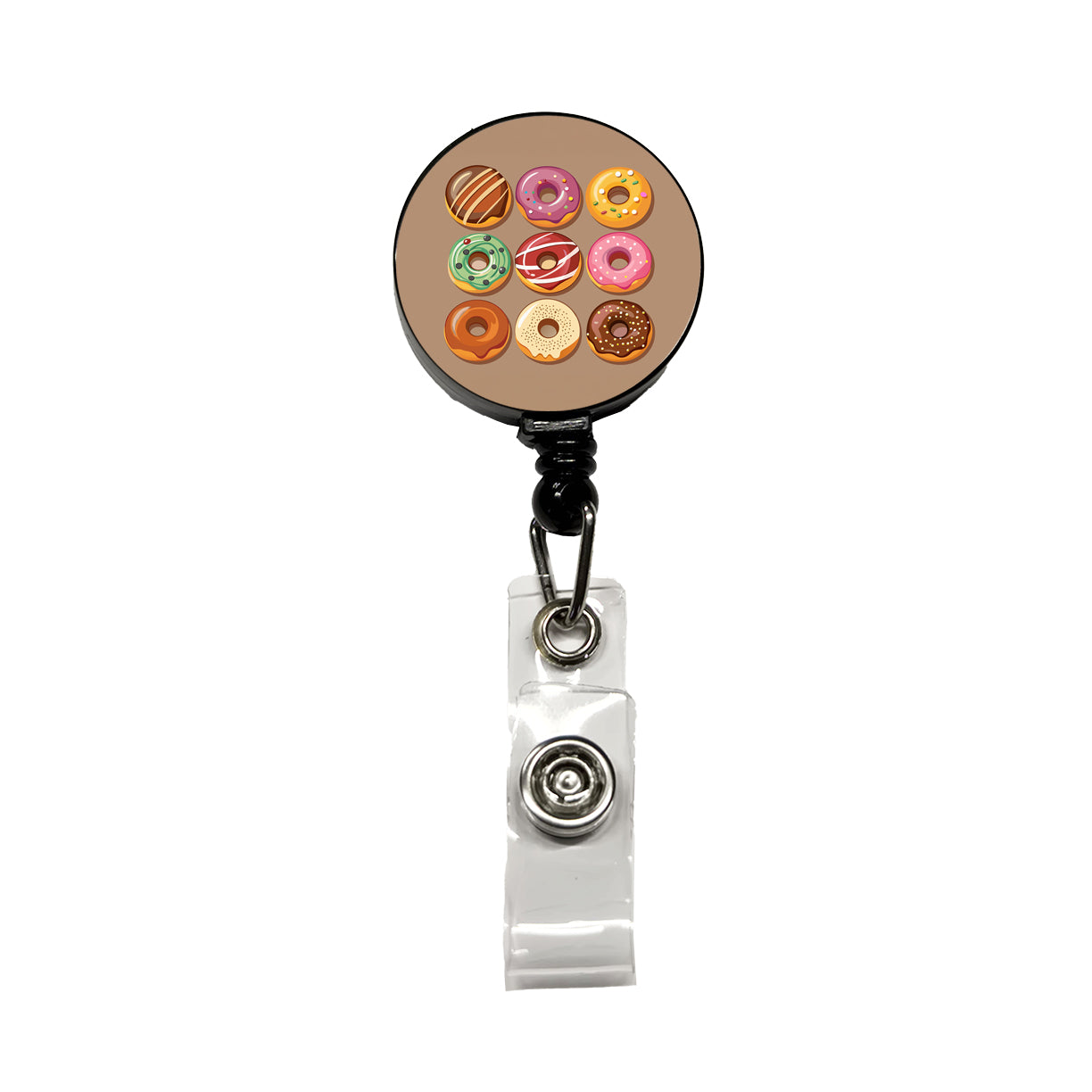 Donuts Tasty Retractable ID Key Card Name Tag Badge Holder with Clip