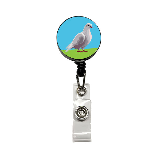 Dove Standing White Retractable ID Key Card Name Tag Badge Holder with Clip