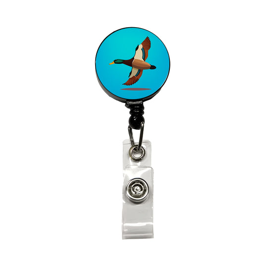 Duck Mallard Flying Hunting Retractable ID Key Card Name Tag Badge Holder with Clip