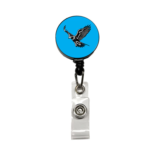Eagle Flying Black White Retractable ID Key Card Name Tag Badge Holder with Clip