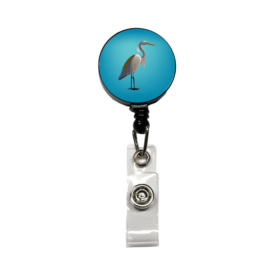 Egret Heron Bird Profile Retractable ID Key Card Name Tag Badge Holder with Clip