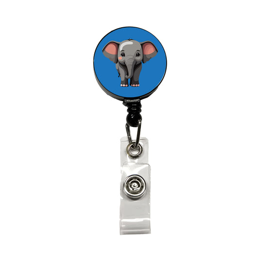 Elephant Cute Standing Retractable ID Key Card Name Tag Badge Holder with Clip