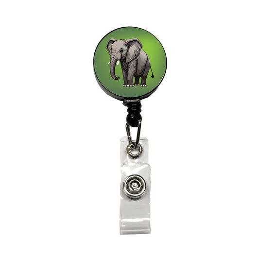 Elephant with Tusks Majestic Retractable ID Key Card Name Tag Badge Holder with Clip