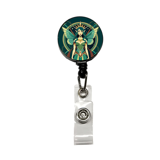Fairy Nymph Art Deco Retractable ID Key Card Name Tag Badge Holder with Clip