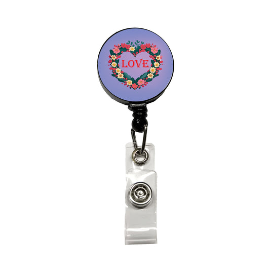 Flower Heart Love Wreath Floral Wedding Beautiful Retractable ID Key Card Name Tag Badge Holder with Clip