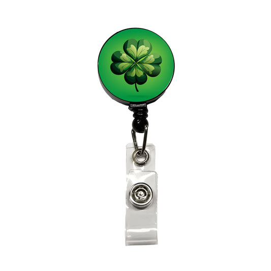 Four Leaf Clover 4 Lucky St Patrick's Day Retractable ID Key Card Name Tag Badge Holder with Clip