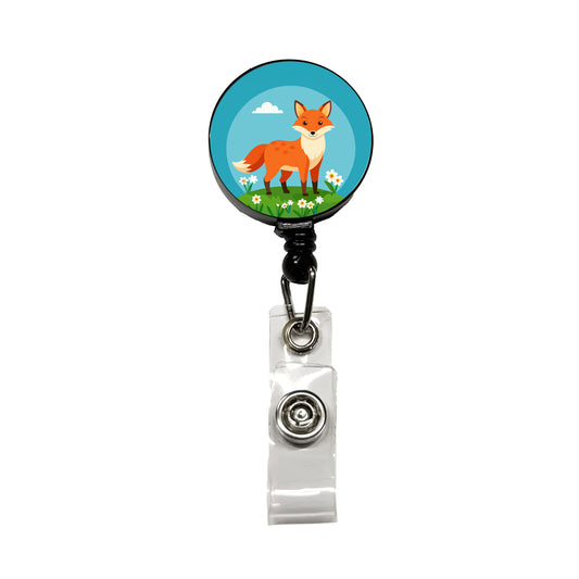 Fox in Meadow Retractable ID Key Card Name Tag Badge Holder with Clip