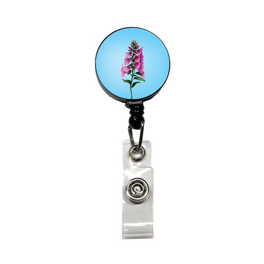 Foxglove Flowers Watercolor Retractable ID Key Card Name Tag Badge Holder with Clip