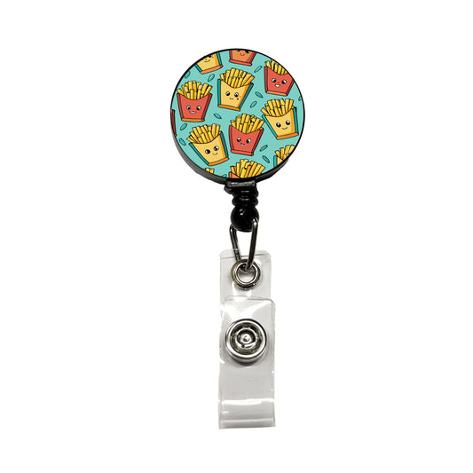 French Fries Cute Pattern Retractable ID Key Card Name Tag Badge Holder with Clip