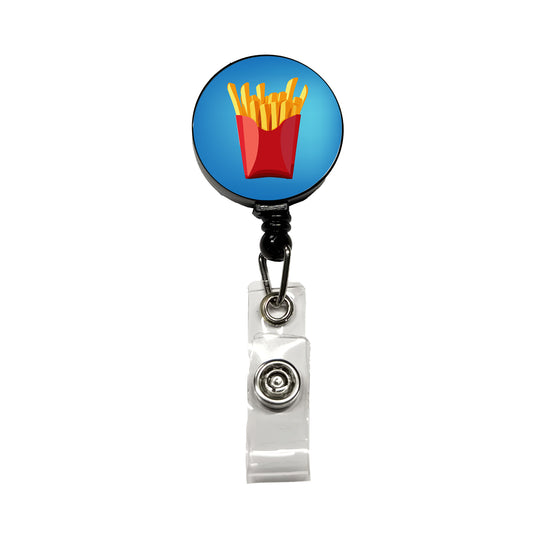 French Fries Red Container Retractable ID Key Card Name Tag Badge Holder with Clip