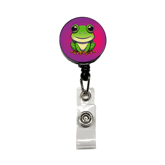 Frog Smiling Retractable ID Key Card Name Tag Badge Holder with Clip