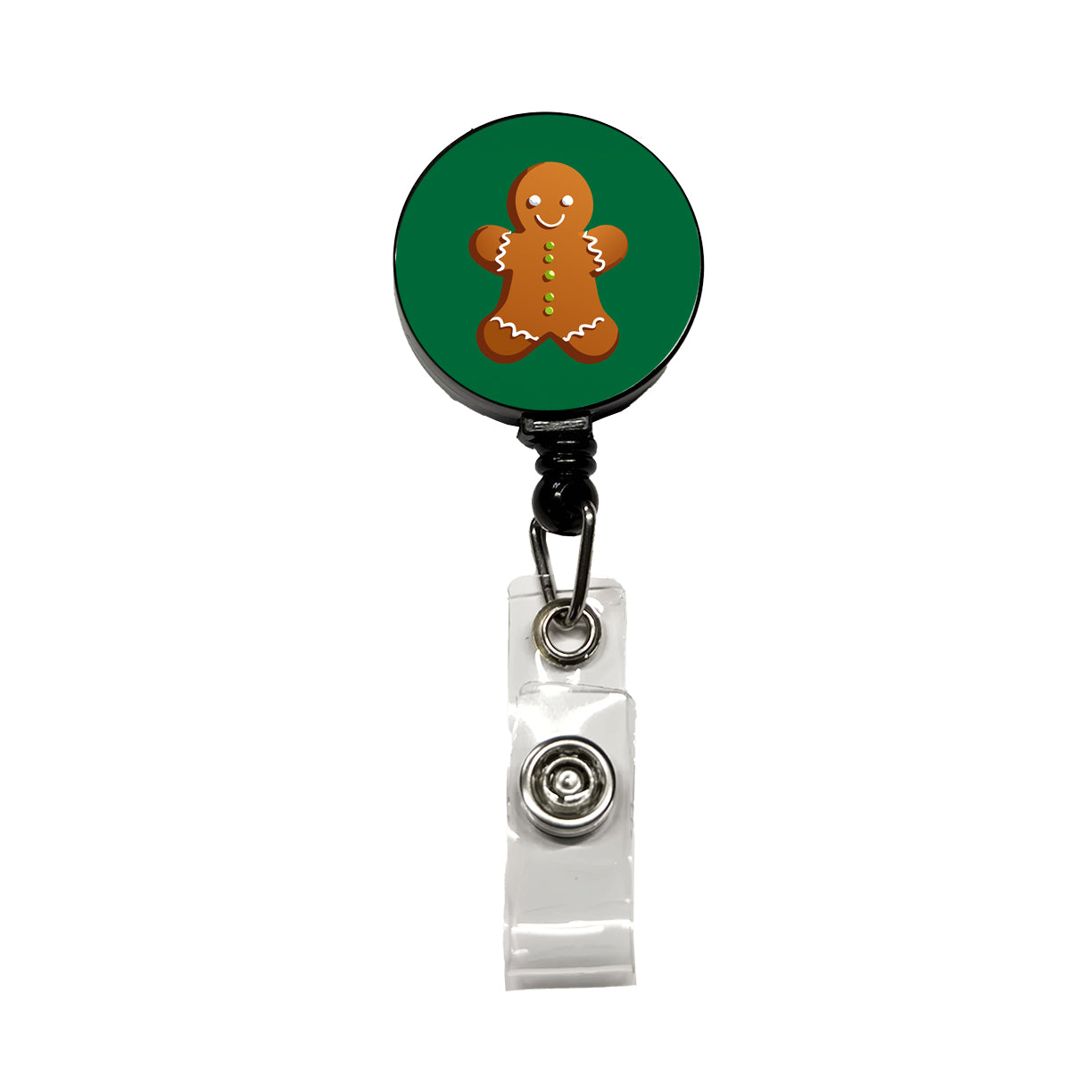 Gingerbread Man Cookie Cute Christmas Retractable ID Key Card Name Tag Badge Holder with Clip