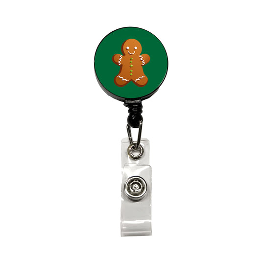 Gingerbread Man Cookie Cute Christmas Retractable ID Key Card Name Tag Badge Holder with Clip