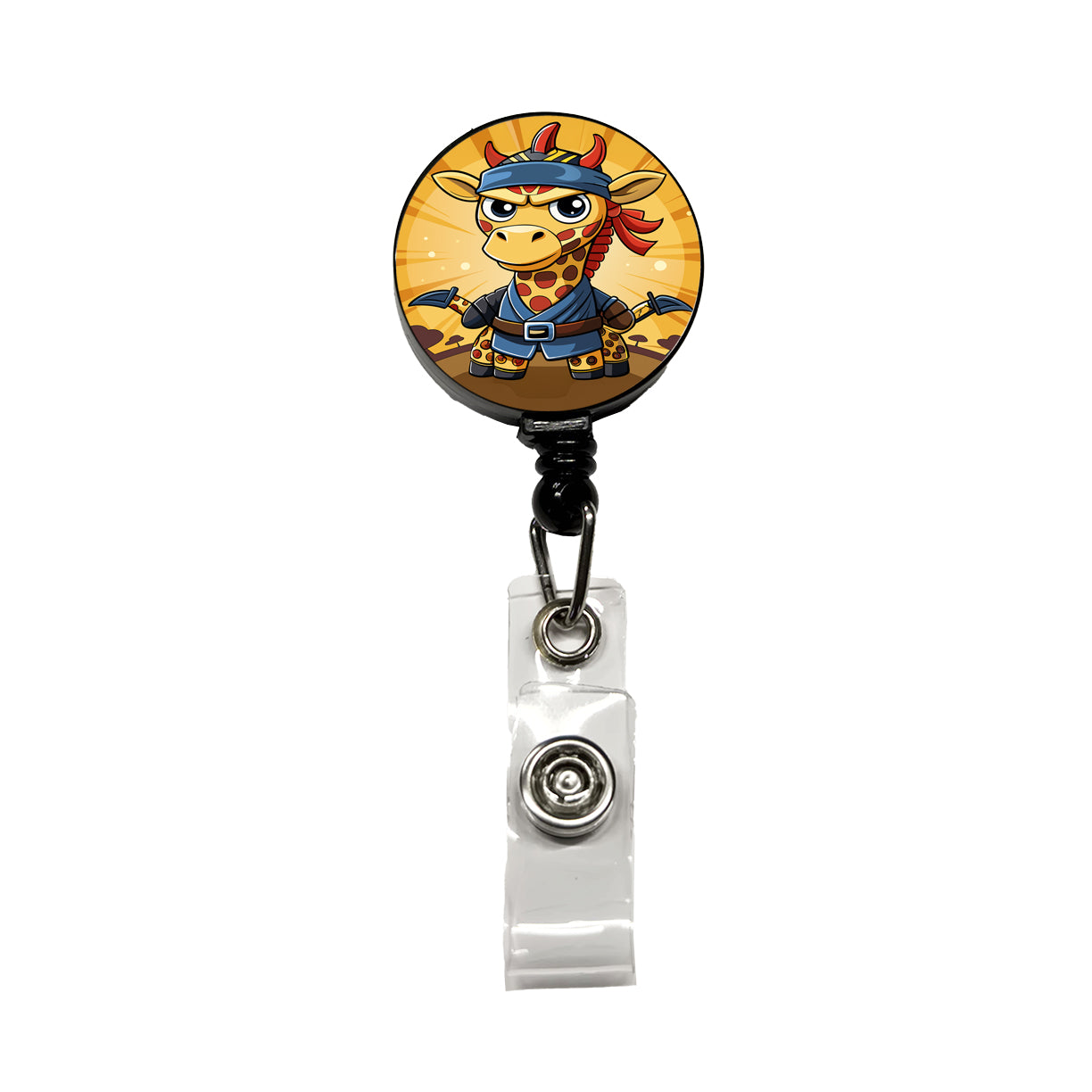 Giraffe Ninja Funny Retractable ID Key Card Name Tag Badge Holder with Clip