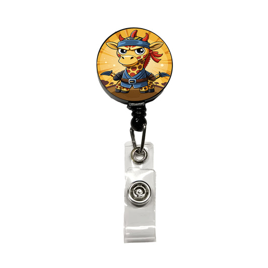 Giraffe Ninja Funny Retractable ID Key Card Name Tag Badge Holder with Clip