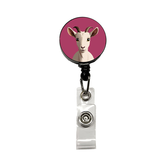 Goat Head Staring Cute Retractable ID Key Card Name Tag Badge Holder with Clip