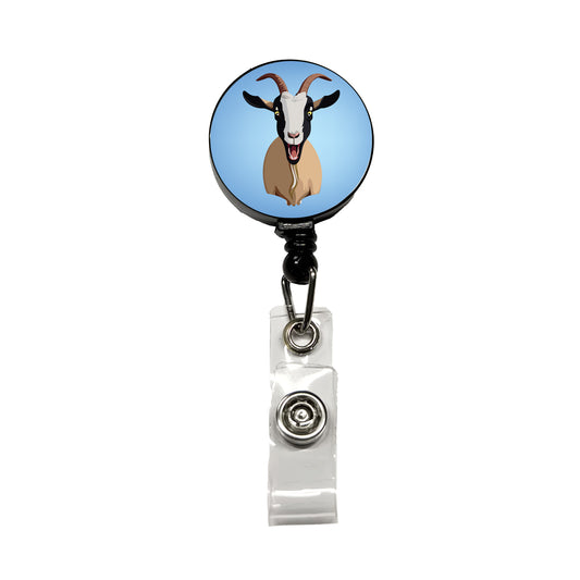 Goat Screaming Funny Retractable ID Key Card Name Tag Badge Holder with Clip
