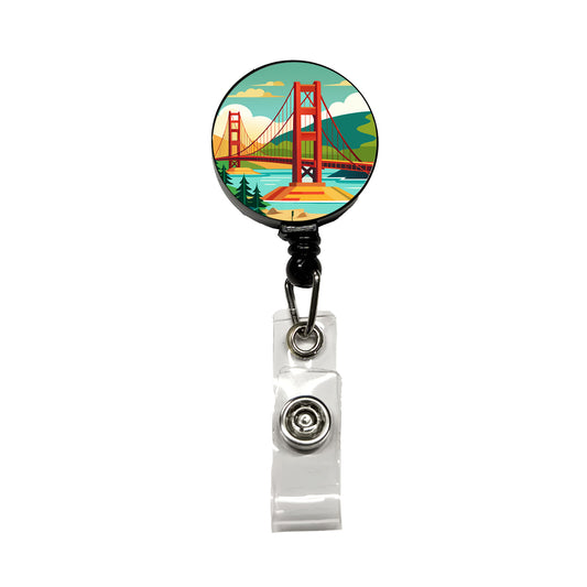 Golden Gate Bridge San Francisco Travel Retractable ID Key Card Name Tag Badge Holder with Clip