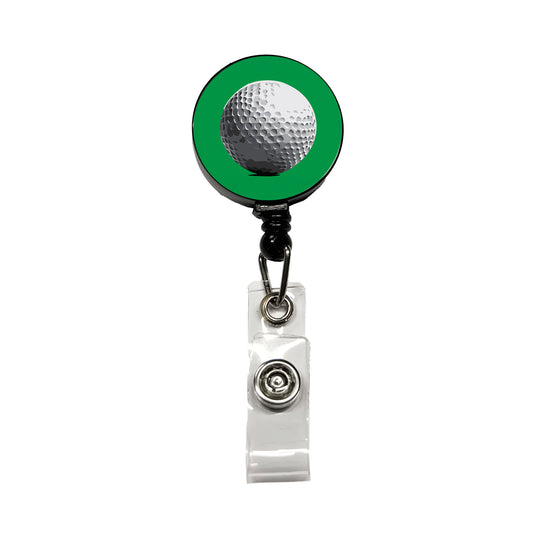 Golf Ball Golfing Sport Retractable ID Key Card Name Tag Badge Holder with Clip