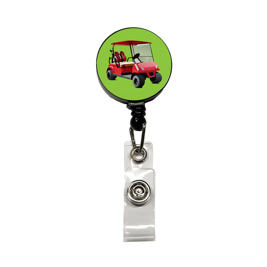 Golf Cart Red Golfing Sport Retractable ID Key Card Name Tag Badge Holder with Clip