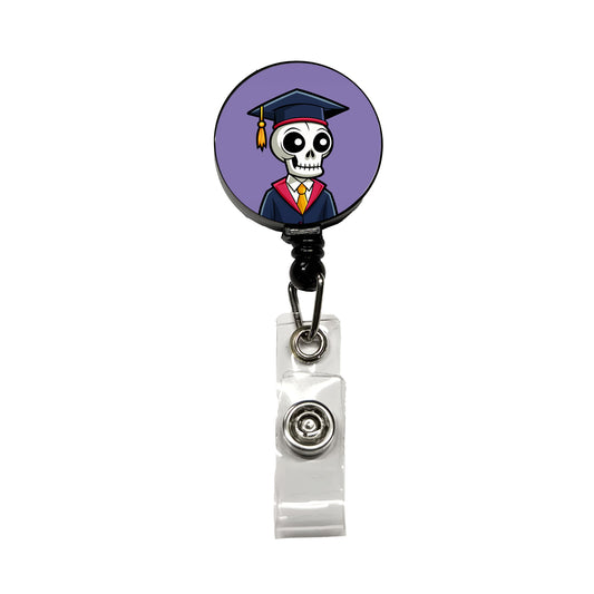 Graduate Skeleton Cute Graduation Retractable ID Key Card Name Tag Badge Holder with Clip