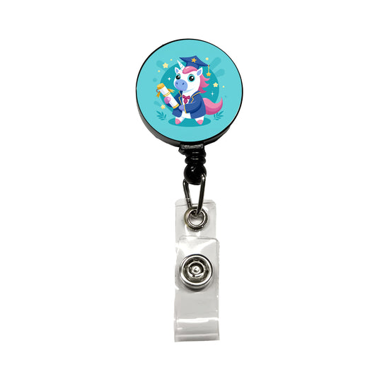 Graduate Unicorn Graduation Retractable ID Key Card Name Tag Badge Holder with Clip