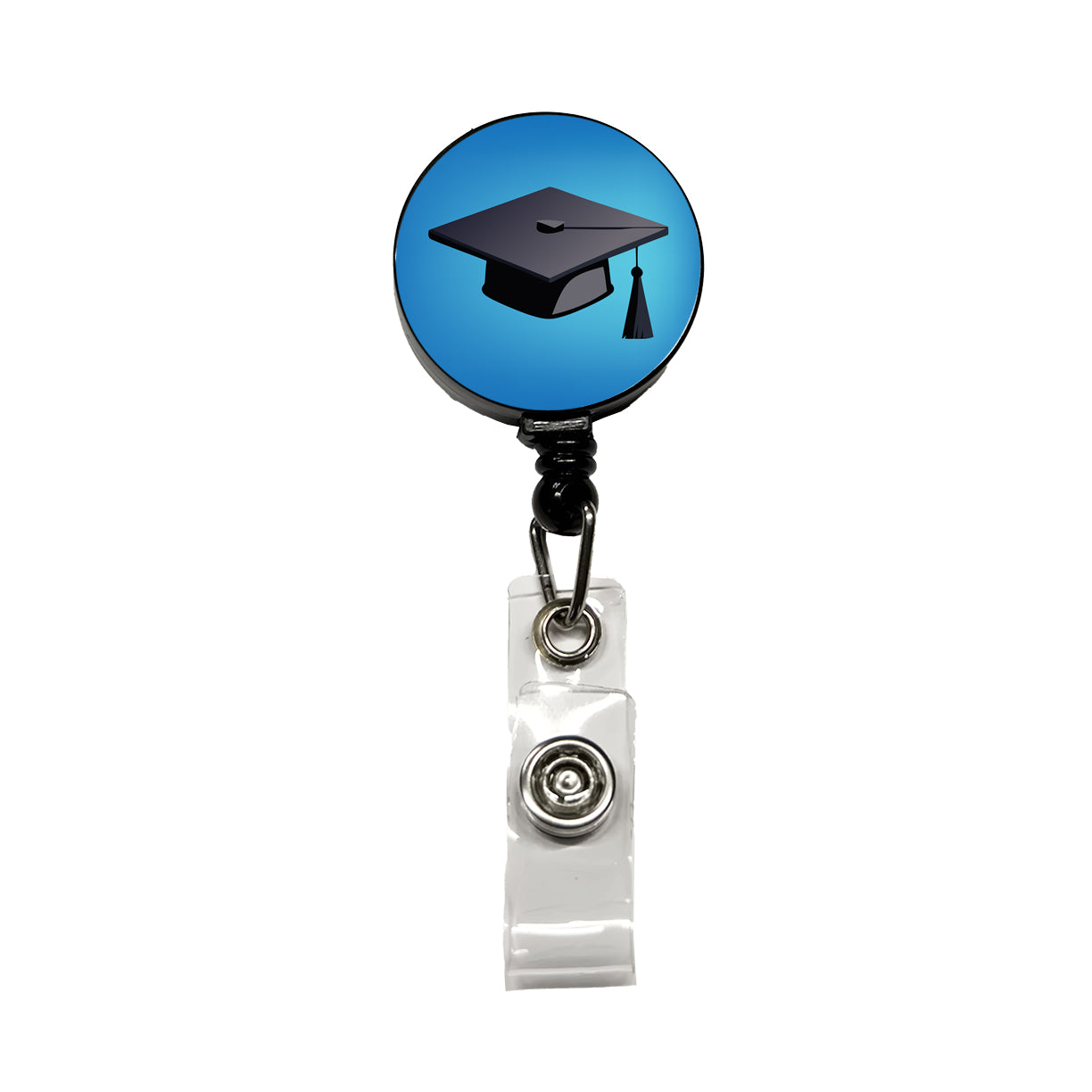 Graduation Cap Graduate Hat Retractable ID Key Card Name Tag Badge Holder with Clip