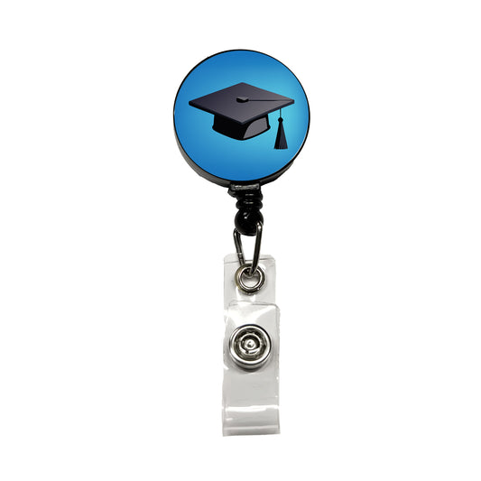 Graduation Cap Graduate Hat Retractable ID Key Card Name Tag Badge Holder with Clip