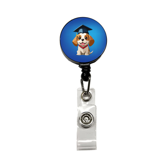 Graduation Dog Graduate Cute Retractable ID Key Card Name Tag Badge Holder with Clip