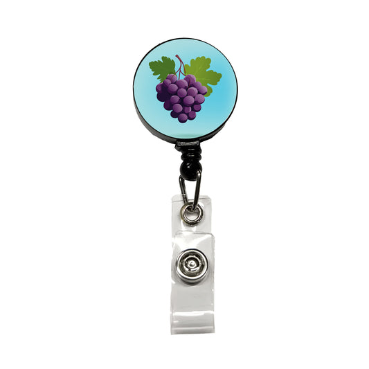 Grapes Purple Fruit Wine Retractable ID Key Card Name Tag Badge Holder with Clip