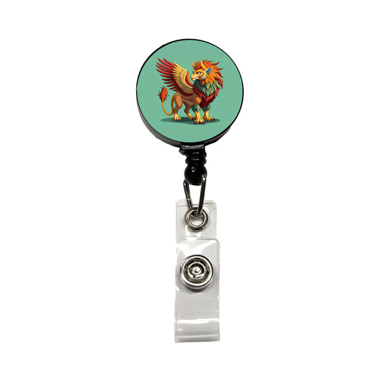 Griffin Greek Mythology Retractable ID Key Card Name Tag Badge Holder with Clip