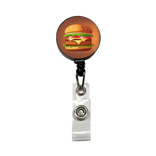 Hamburger Yummy Fast Food Retractable ID Key Card Name Tag Badge Holder with Clip