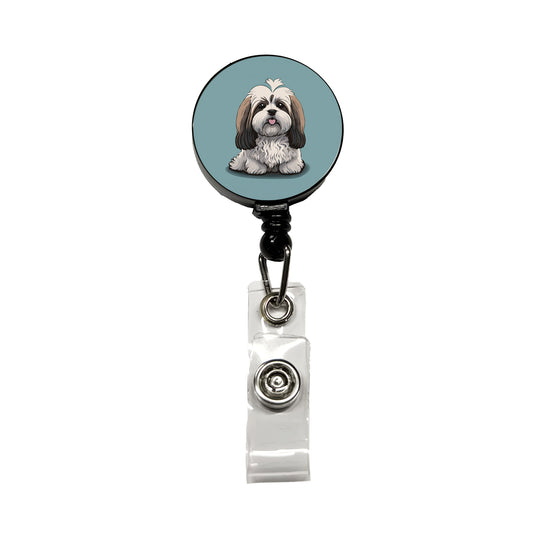 Havanese Dog Sitting Retractable ID Key Card Name Tag Badge Holder with Clip