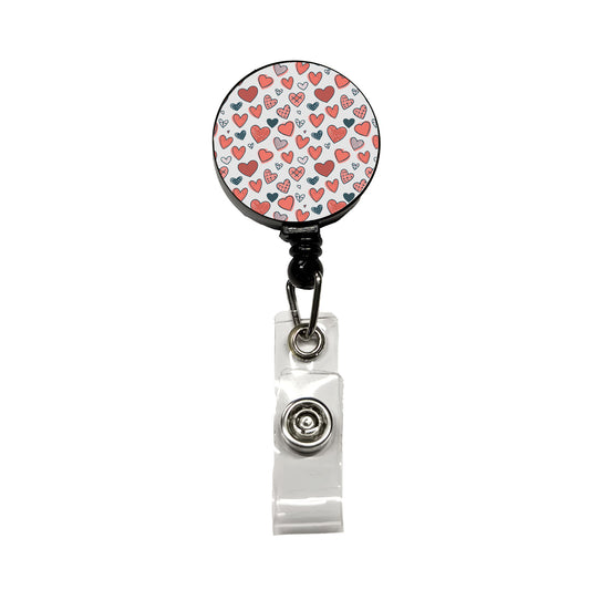 Hearts Cottage Core Valentines Day Anniversary Love Wedding Retractable ID Key Card Name Tag Badge Holder with Clip