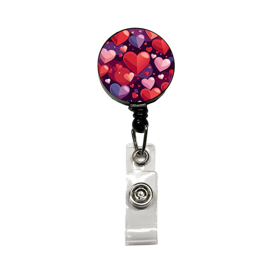 Hearts Scattered Love Valentines Anniversary Wedding Retractable ID Key Card Name Tag Badge Holder with Clip