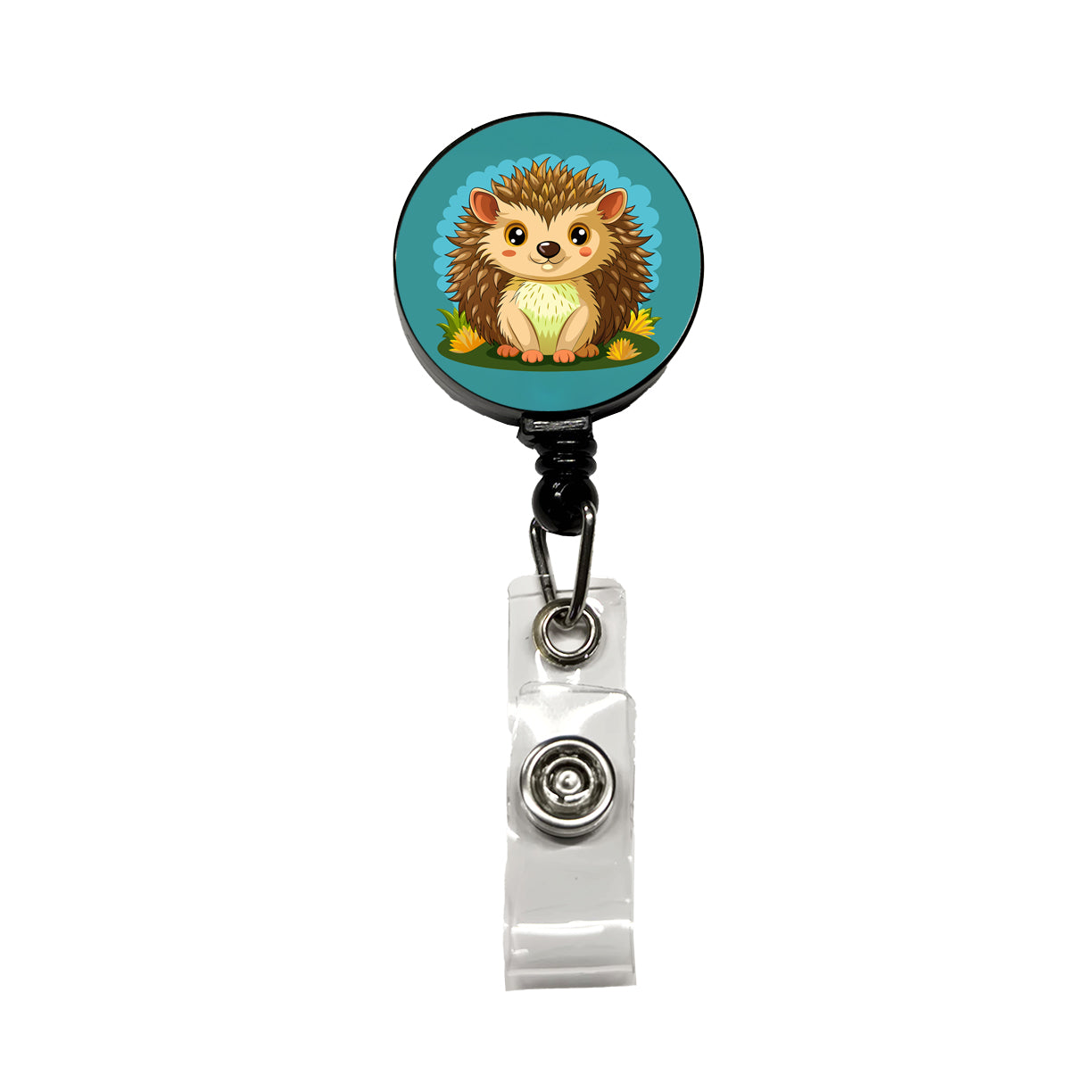 Hedgehog Smiling Cute Retractable ID Key Card Name Tag Badge Holder with Clip
