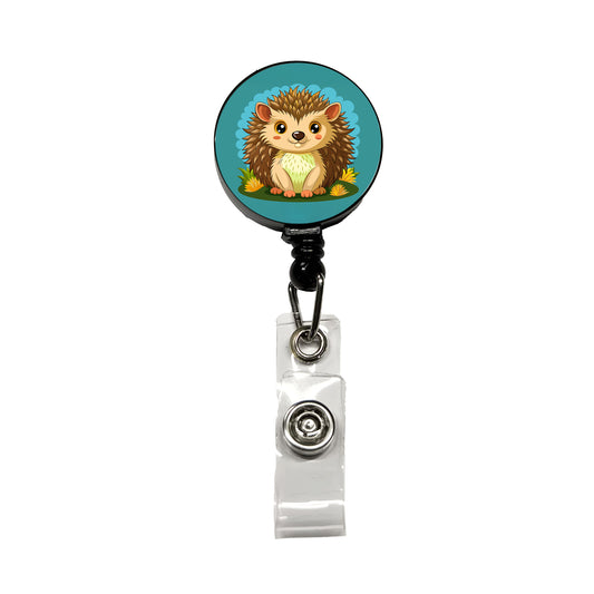 Hedgehog Smiling Cute Retractable ID Key Card Name Tag Badge Holder with Clip