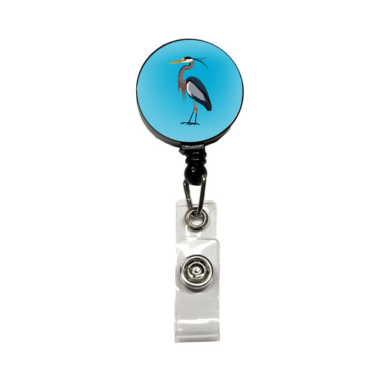 Heron Egret Bird Retractable ID Key Card Name Tag Badge Holder with Clip